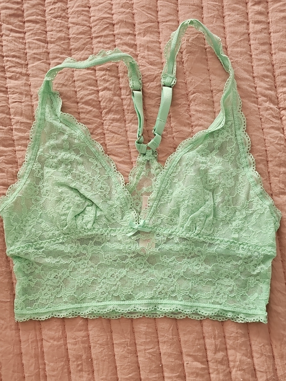 Victoria's Secret Mint Green Lace Bralette - Soft Lace Crop Sz Small